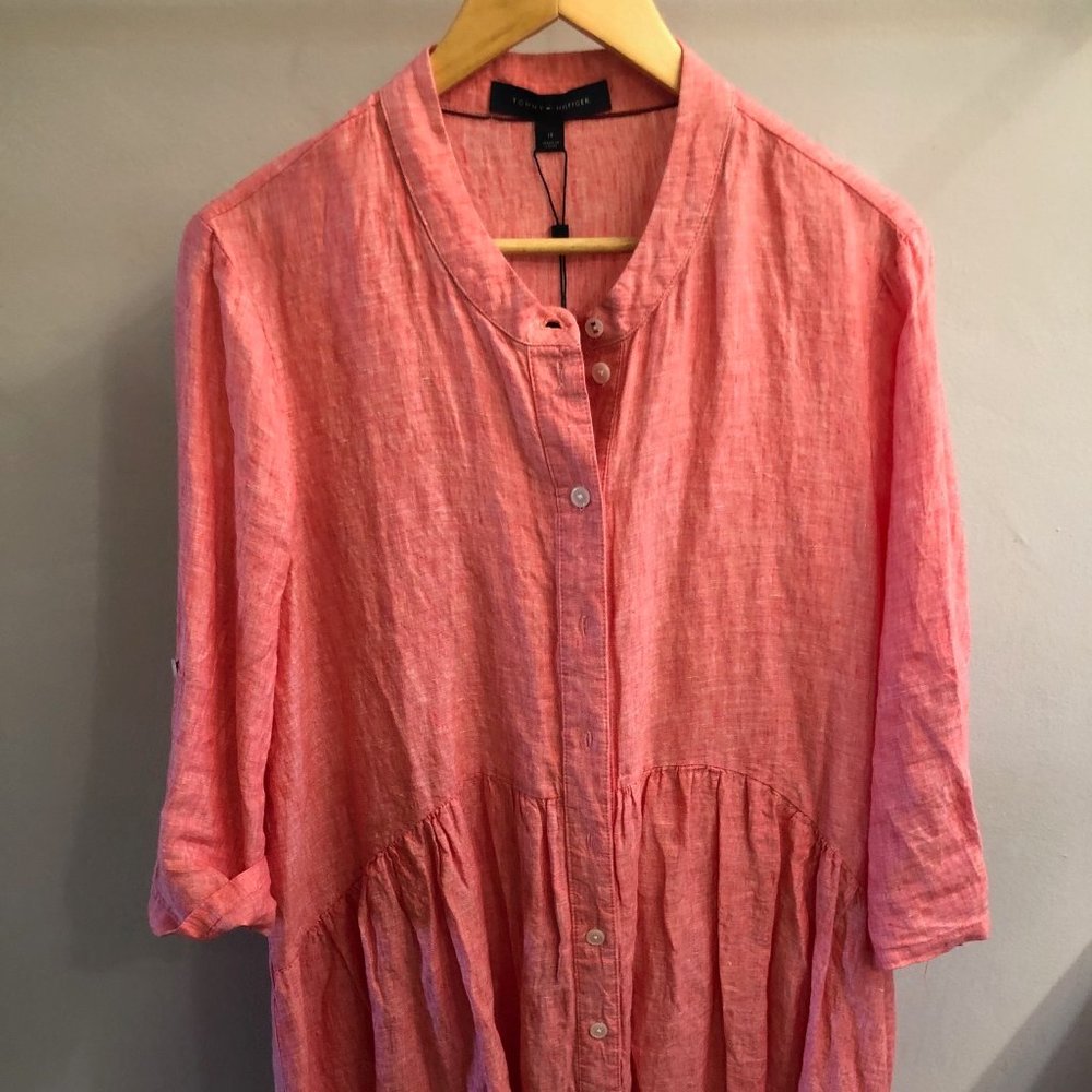 Tommy Hilfiger Linen Roll-Tab Shirtdress